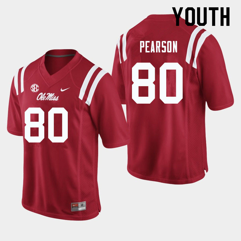 Jahcour Pearson Ole Miss Rebels NCAA Youth Red #80 Stitched Limited College Football Jersey IDO6858VO